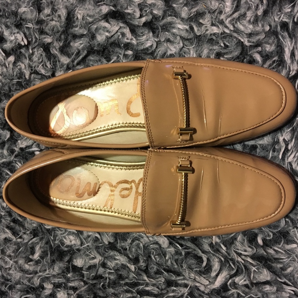 Sam Edelman Women's Beige Loraine Bit Patent-Leather Loafers, size 5